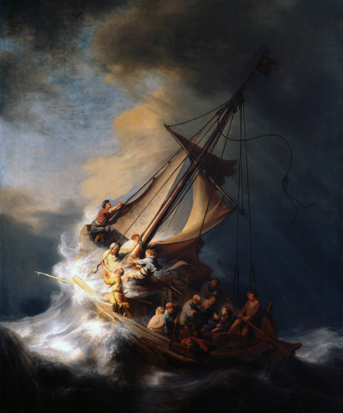 伦勃朗油画加利利海上的风暴图片高清百度网盘资源下载